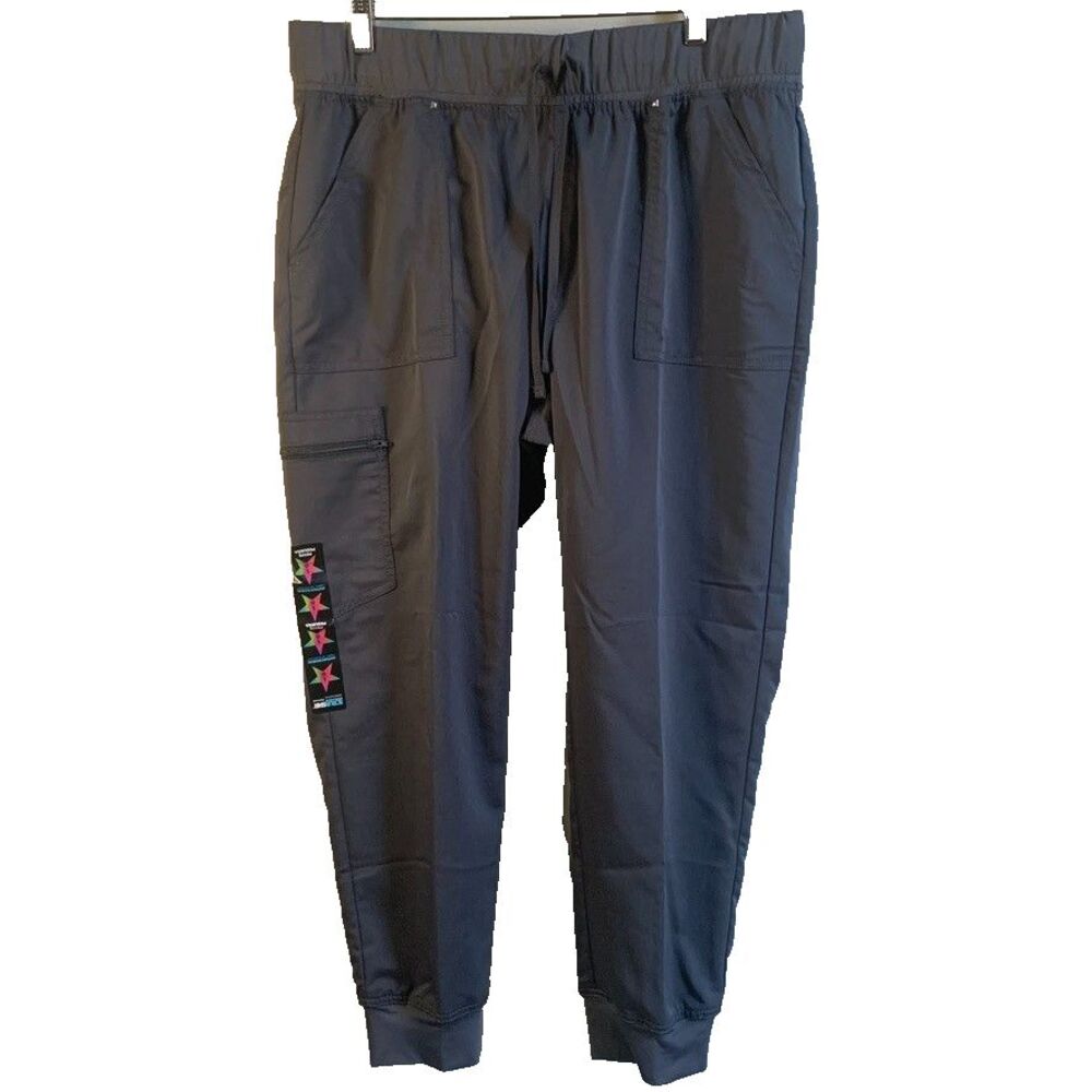 Scrubstar Women's Medical Scrub Pants L Gray Solid Woven Poly/Rayon/Spandex New